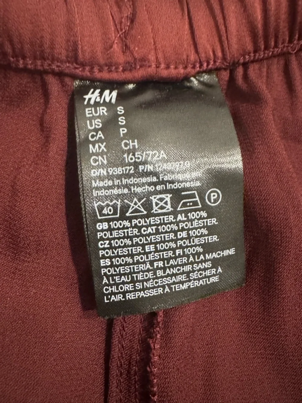 H&M Satin Pajama Set in Burgundy